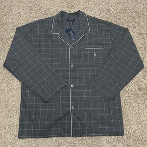 Polo Ralph Lauren Pajama Shirt Mens XL Charcoal Gray Plaid PJ Sleepwear Long